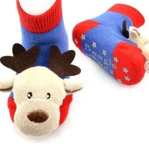 boutique infant toddler christmas Reindeer rattle sock for 1-2year